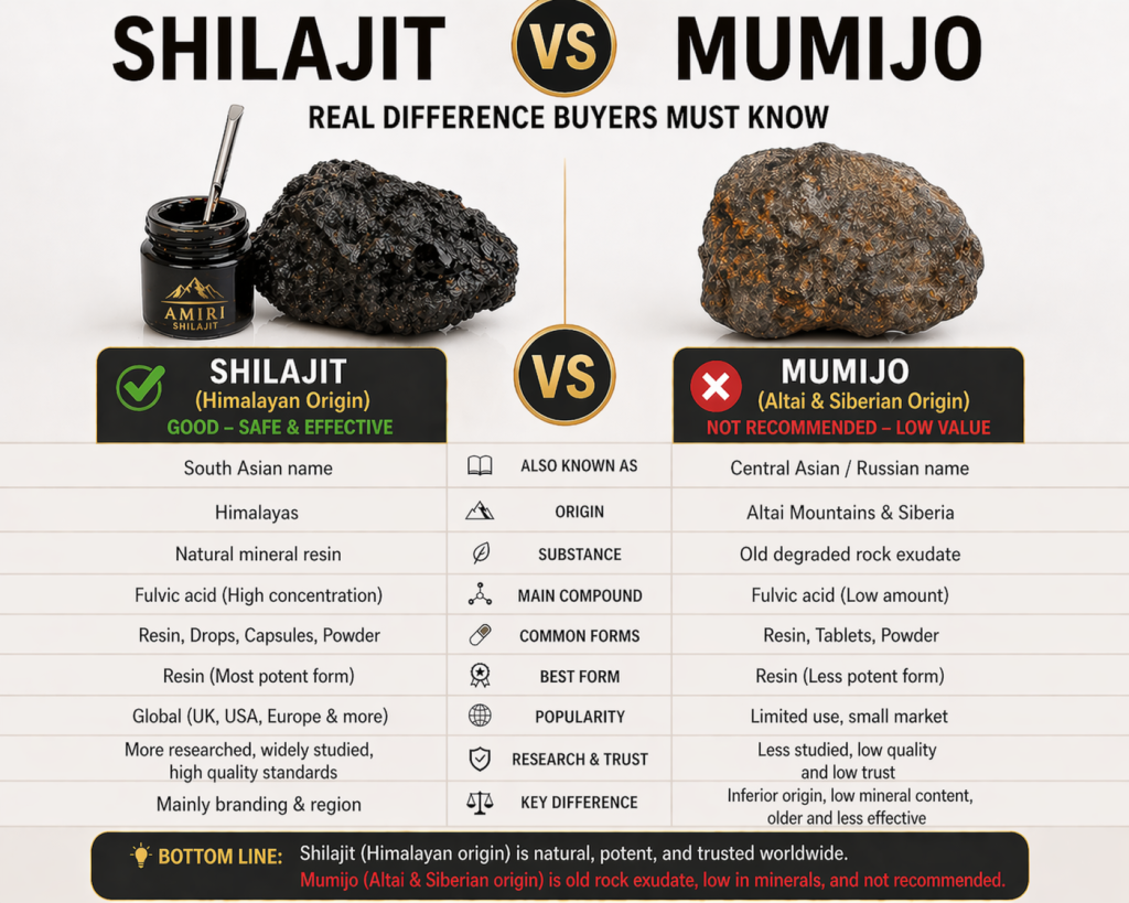 Shilajit vs Mumijo